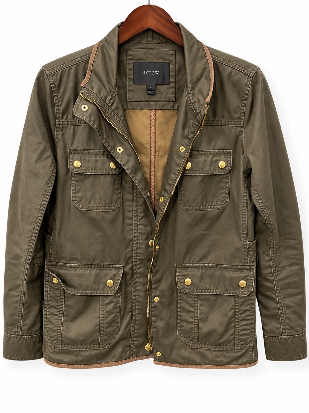 J. Crew Olive Green Military Field Jacket with Gold Hardware